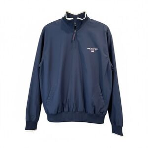 Vintage Polo Sport Ralph Lauren Windbreaker Mens Small Navy Blue  1/4 Zip